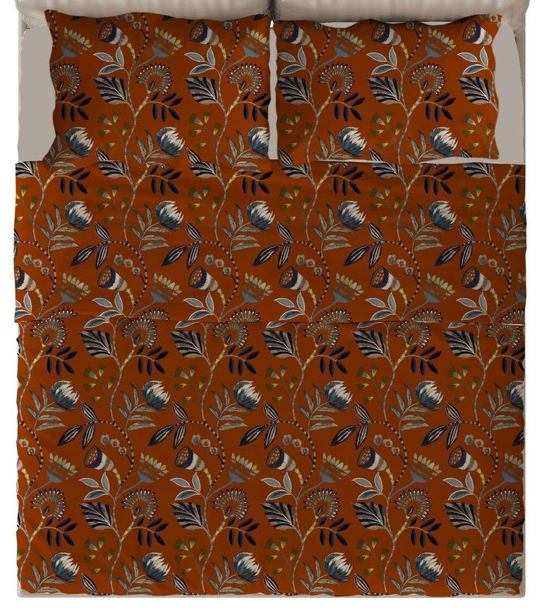 Copripiumino Terracotta Raso di Cotone 100% 300TC parure