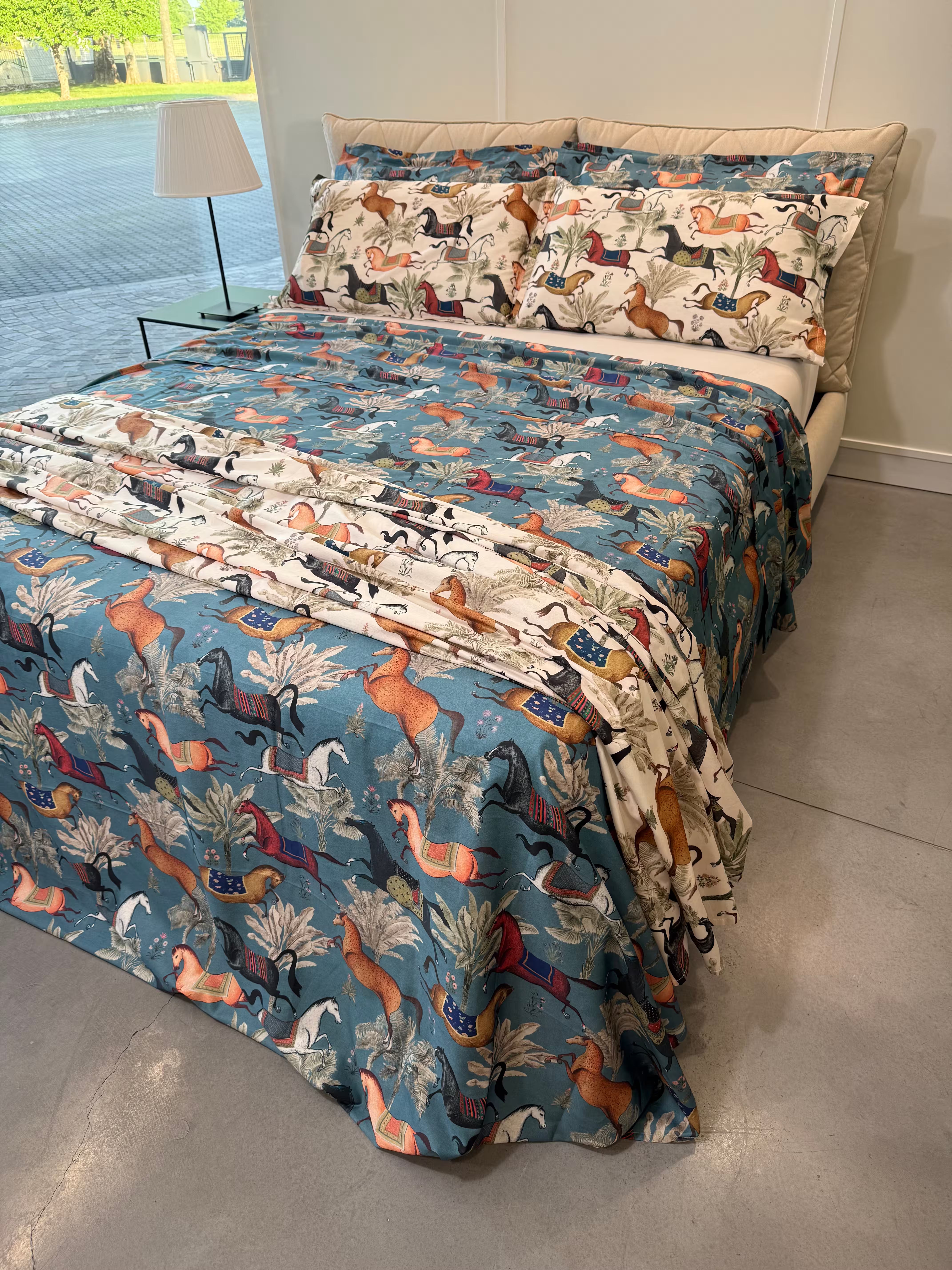 Lenzuola Cavalli in Raso di Cotone 100% 300TC PARURE