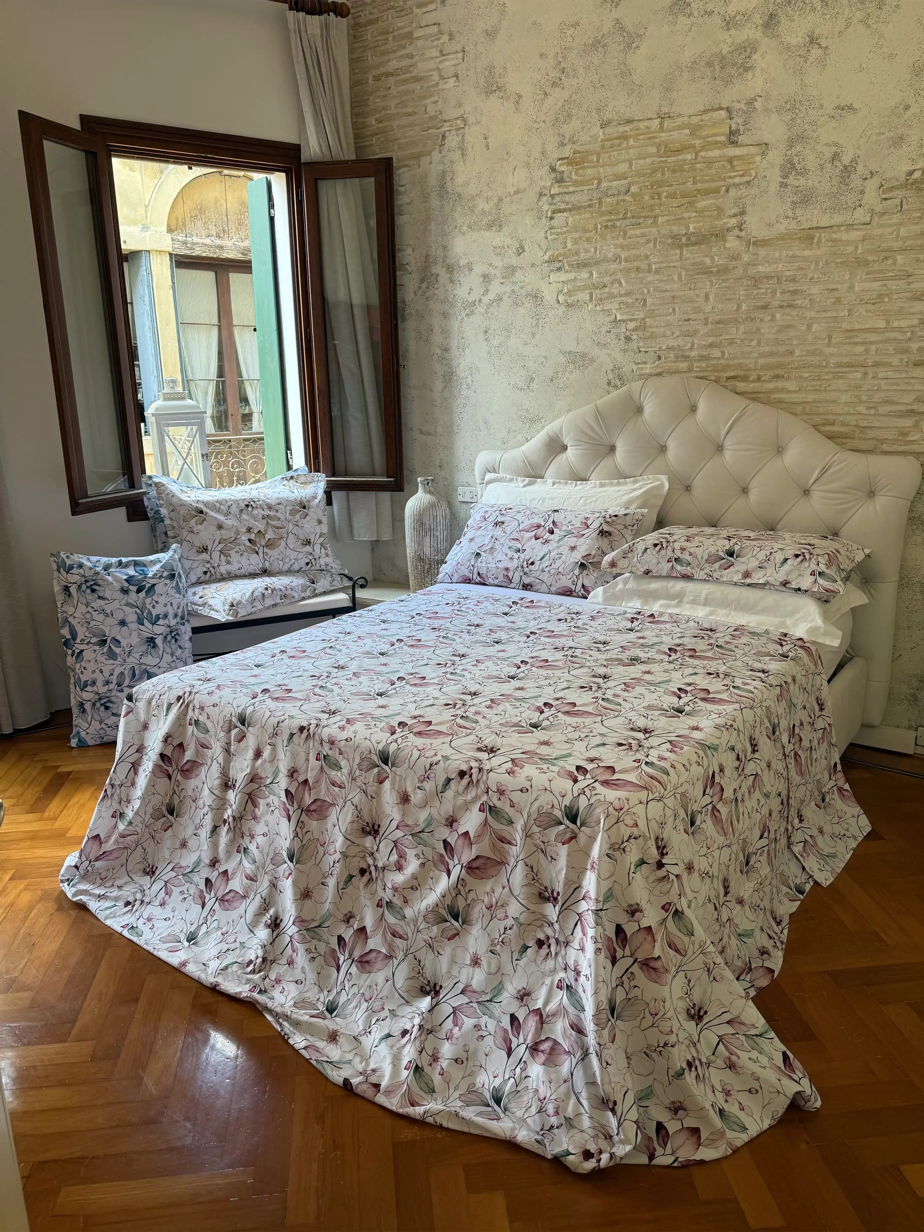 Lenzuola Floreale Percalle di Cotone 100% 200 fili parure