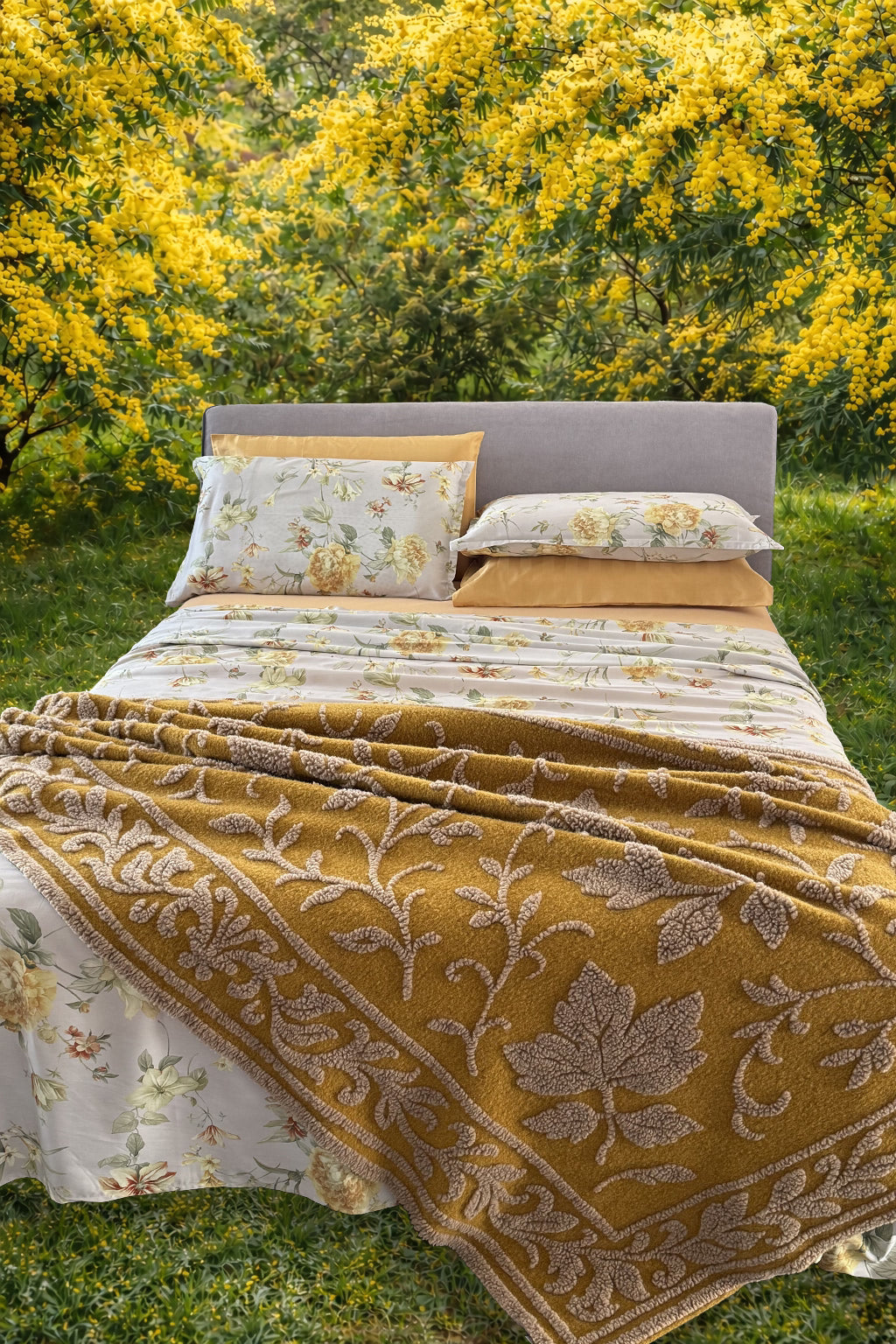 Lenzuola Mimosa raso di cotone 300TC completo