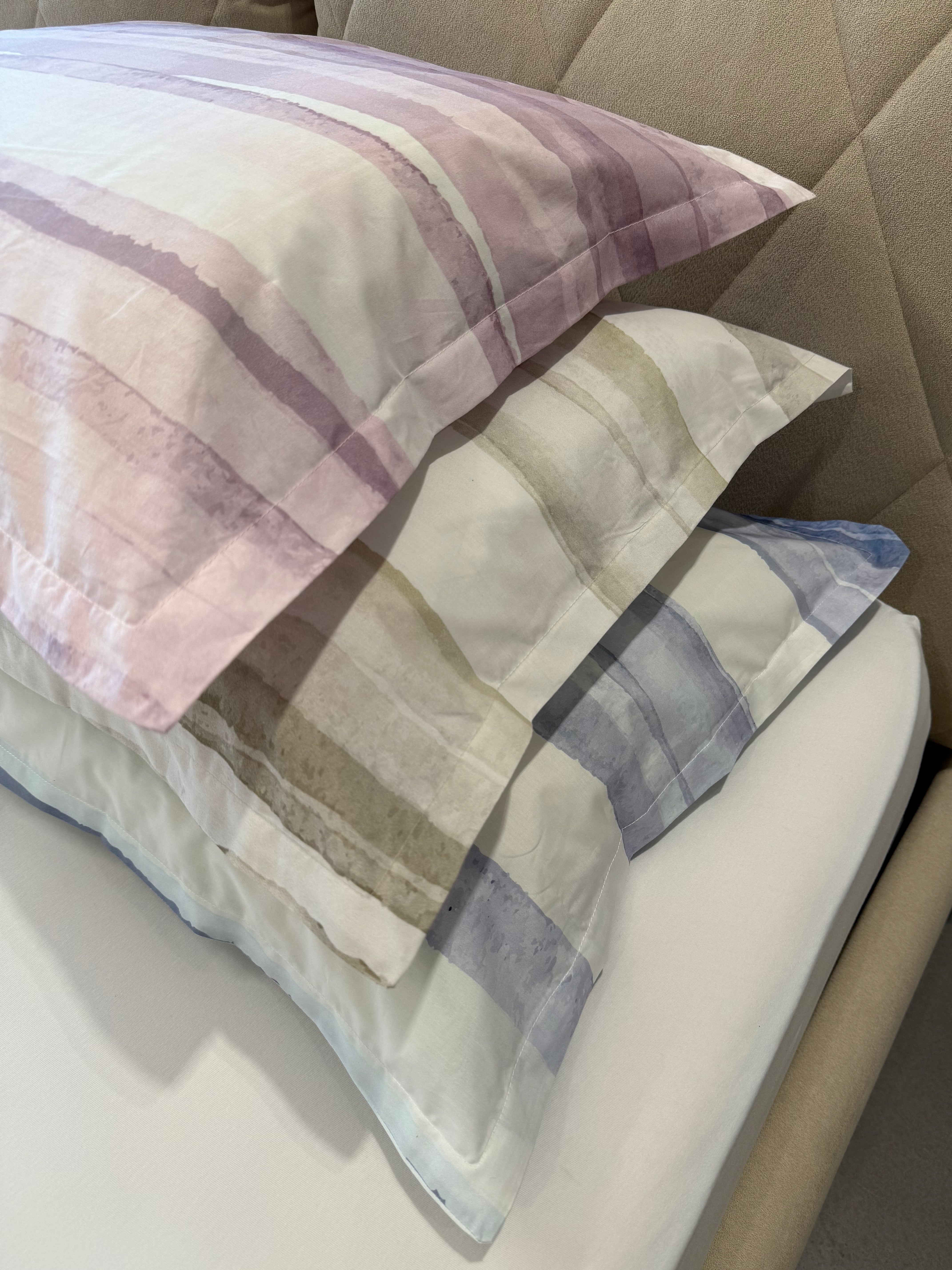 Federe Pennellate in Percalle di Cotone 100% 200 fili - coppia