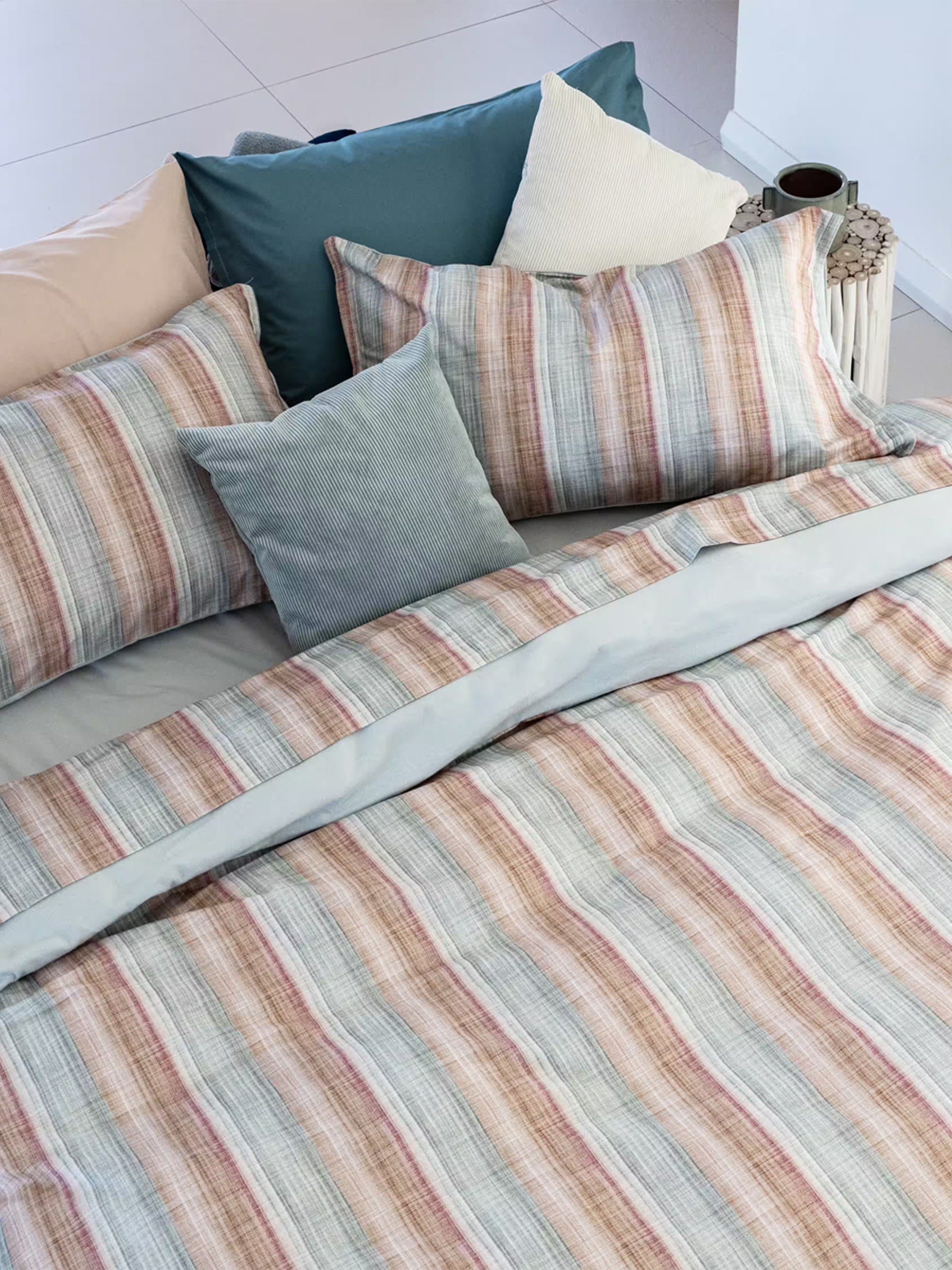 Completo letto matrimoniale in Caldo Cotone riga