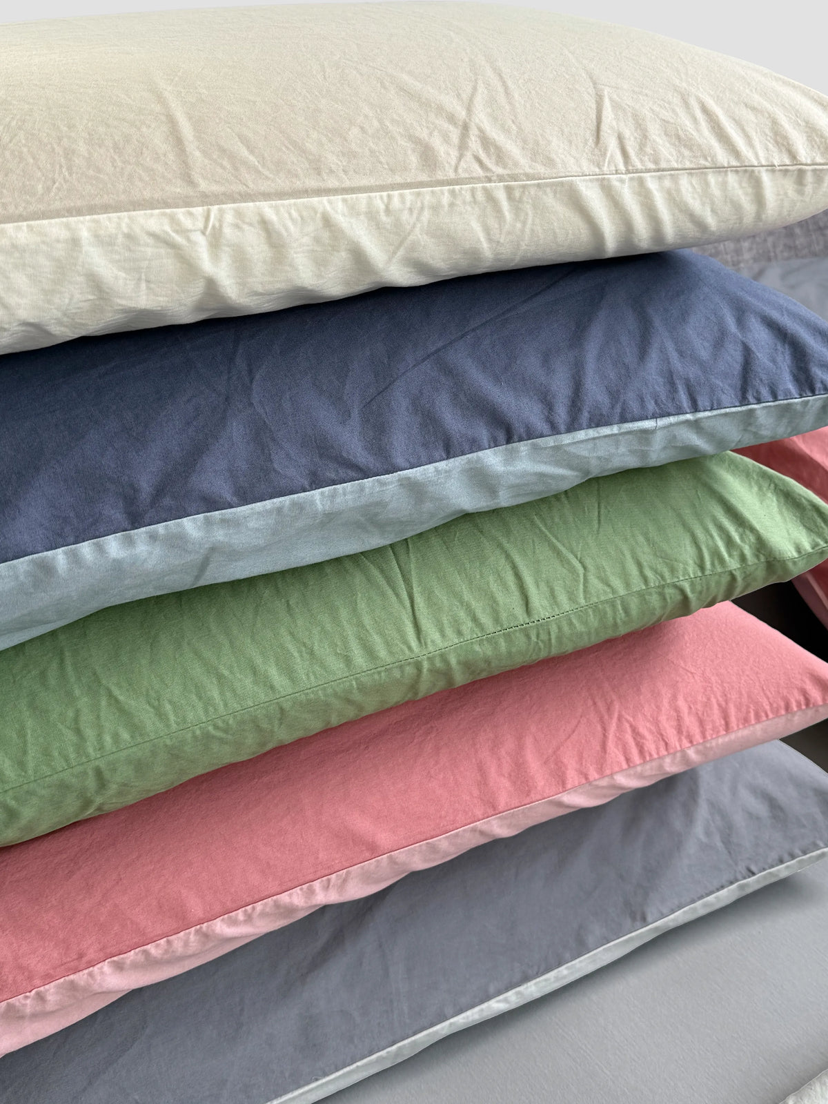 Copripiumino No stiro bicolor 100% Cotone StoneWash parure