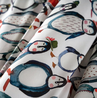 Copripiumino Pinguini Percalle di Cotone 100% 200 fili parure