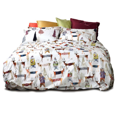 Copripiumino Renne/Orsi Percalle di Cotone 100% 200 fili parure
