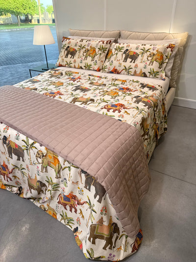 Lenzuola Elefanti in Raso di Cotone 100% 300TC PARURE matrimoniali