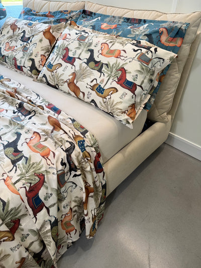 Lenzuola Cavalli in Raso di Cotone 100% 300TC PARURE