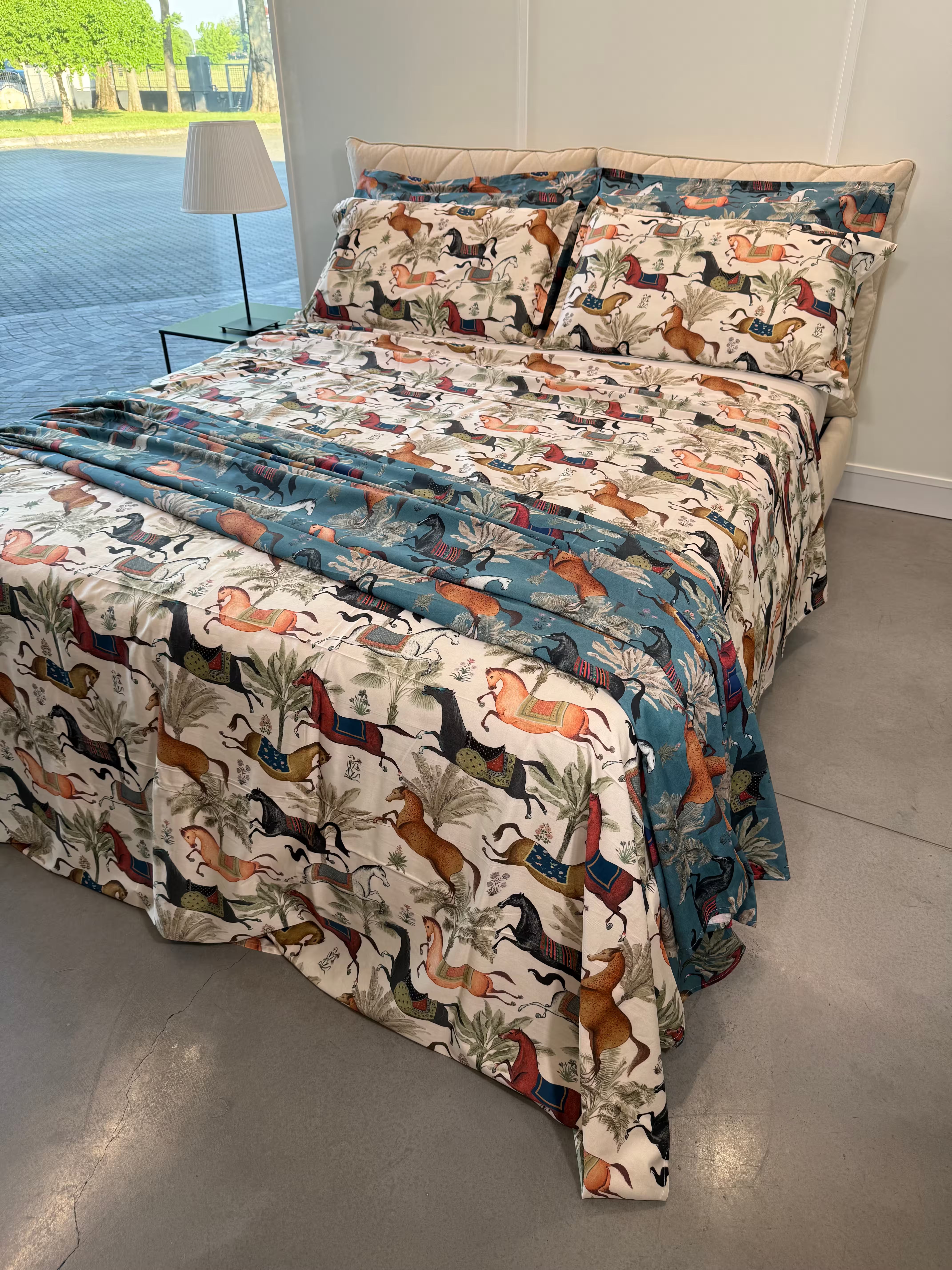 Lenzuola Cavalli in Raso di Cotone 100% 300TC PARURE