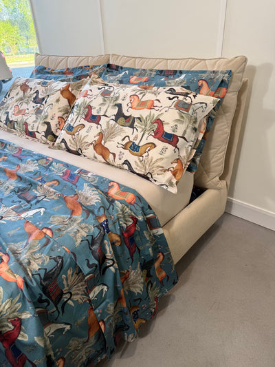 Lenzuola Cavalli in Raso di Cotone 100% 300TC PARURE