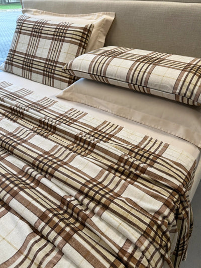 Lenzuola cotone garzato tartan completo