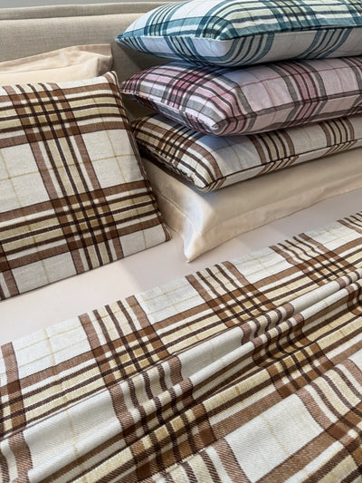 Lenzuola cotone garzato tartan completo
