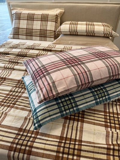 Lenzuola cotone garzato tartan completo