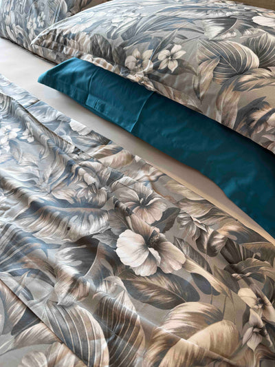 Lenzuola Magnolia Grigio raso di cotone 300TC parure matrimoniali