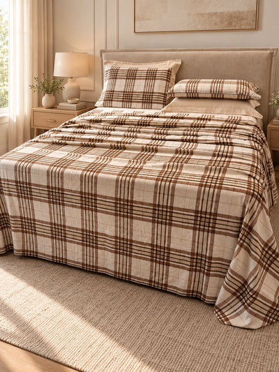Lenzuola cotone garzato tartan completo