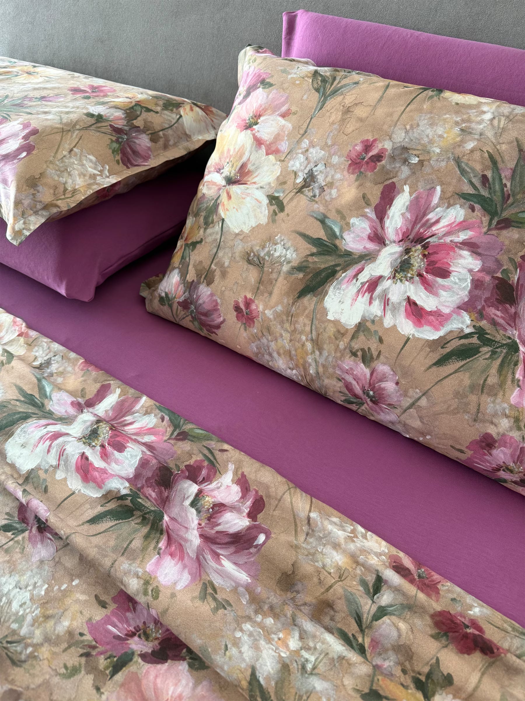 Copripiumino Magnolia raso di cotone 300TC parure matrimoniali