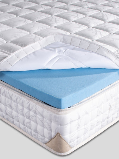 Seta Memory Foam angolo aperto lastra memory azzurra