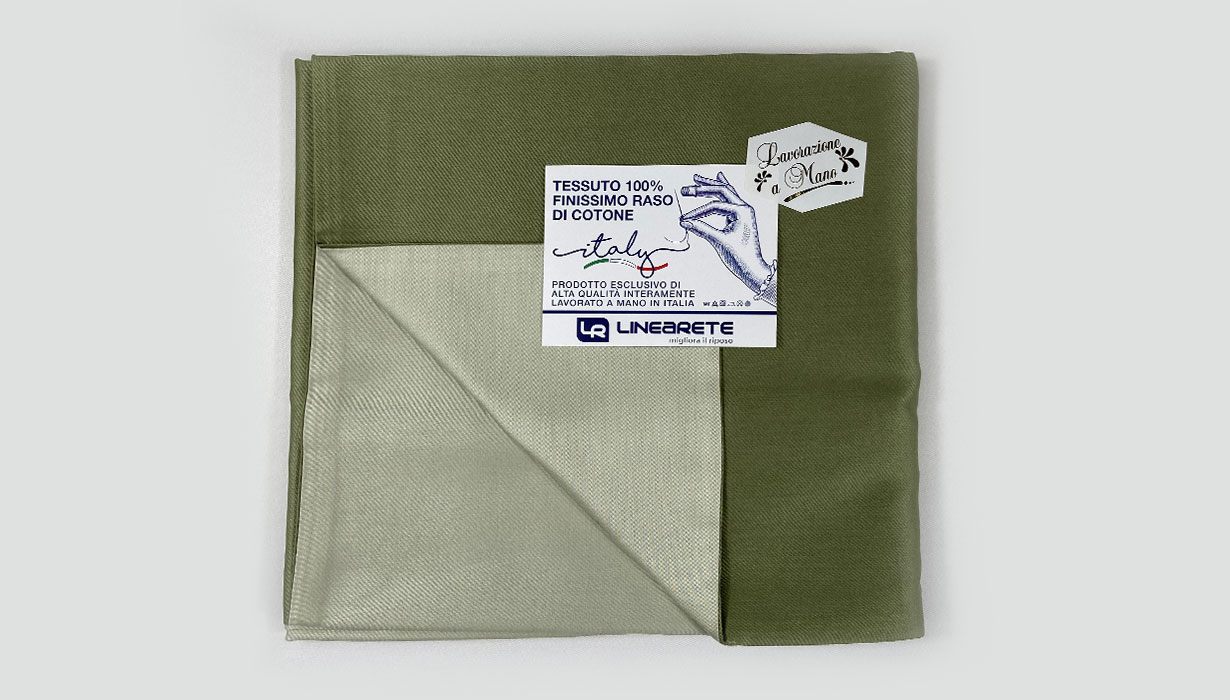 Lenzuola raso di cotone personalizzate su misura verde salvia